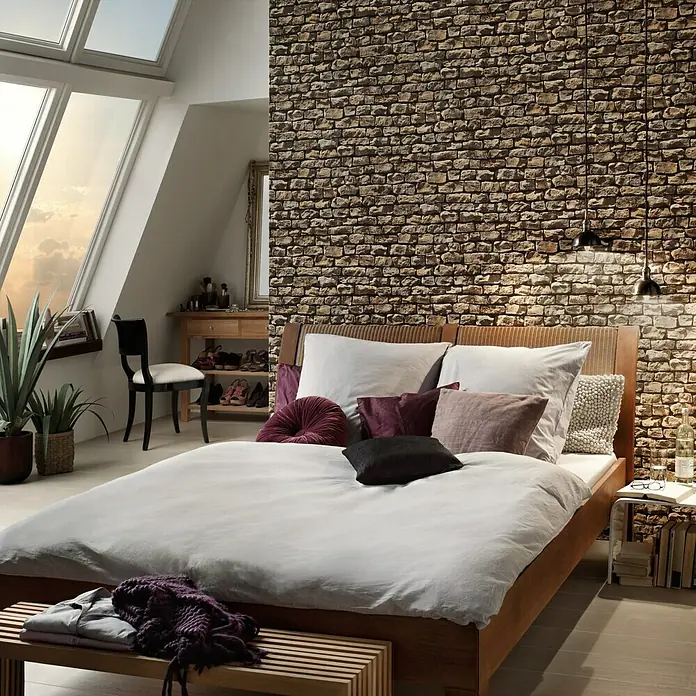 AS Creation Vliestapete Wood-n-Stone - Beige/Braun/Schwarz, Steinoptik, 10,05 x 0,53 m