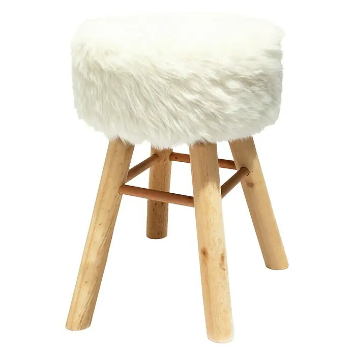 Barhocker - Ø x H: 33 x 70 cm, Weiß, Polyester - Vorderansicht