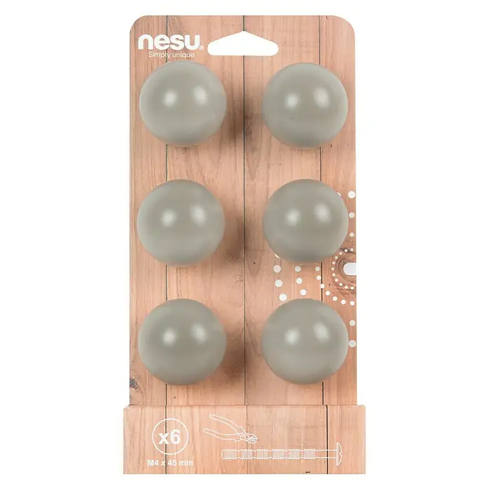 Nesu Pomo para muebles 445GR2 6 uds. - Ø x Al: 40 x 37 mm, Madera