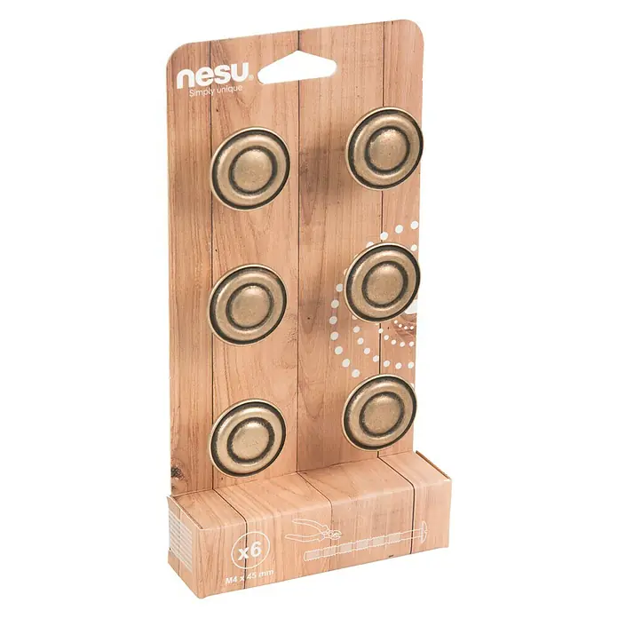 Nesu Set de pomos para muebles 211318 6 uds. - 6 pzs., Ø x Al: 33 x 20 mm, Acero
