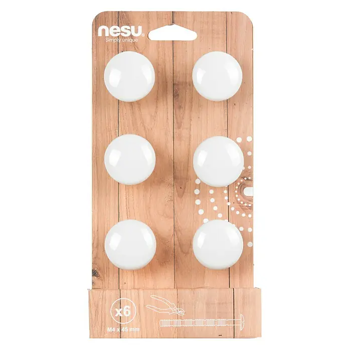 Nesu Pomo para muebles 453R0 6 uds. - Ø x Al: 33 x 29 mm, Madera