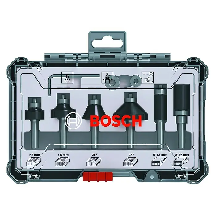 Bosch Fräser-Set Trim&Edging - 6 -tlg., Durchmesser Schaft: 8 mm