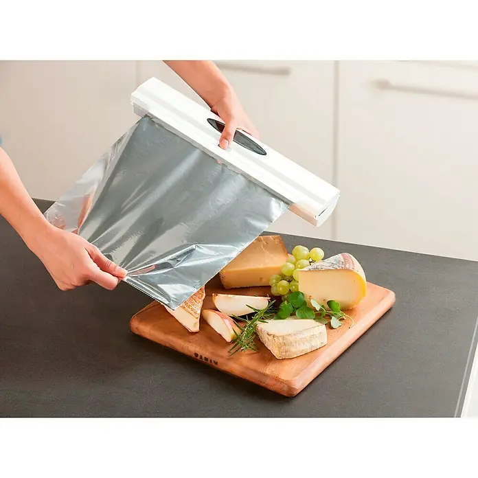 Wenko Portarrollo Perfect Cutter 1-Click - Altura: 5,2 cm, ABS