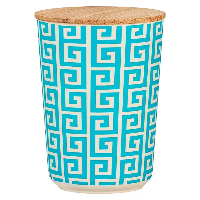 Wenko Bote de cocina Edge 0,7 l - L x An x Al: 10,5 x 10,5 x 14,5 cm, Bambú, Azul