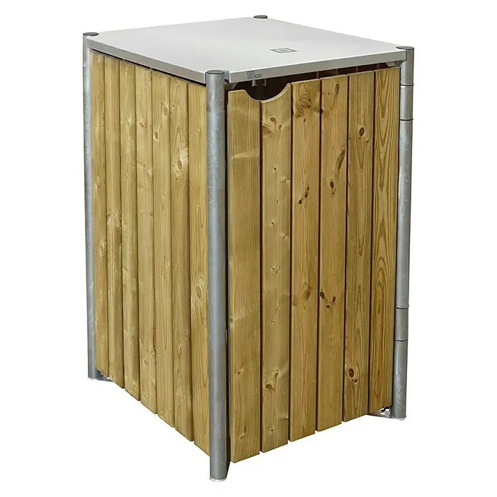 Hide Mülltonnenbox - 63,4 x 60,4 x 115,2 cm, Passend für: 1 Mülltonne 110 - 140 l, Holz, Natur - Linke Seitenansicht