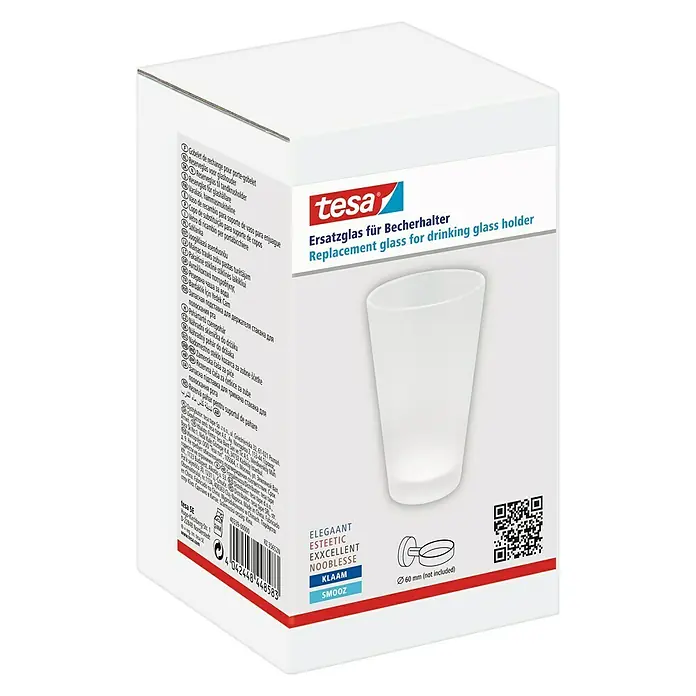 Tesa Ersatz-Zahnputzglas - Glas, Matt - Linke Seitenansicht