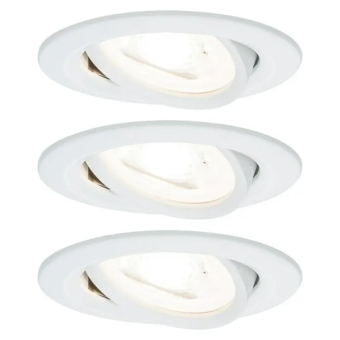 Paulmann LED-Einbauleuchten-Set Nova - 6,5 W, Weiß, 3 Stk., Warmweiß - Vorderansicht