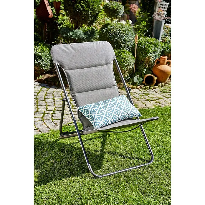 Sunfun Garten-Liegestuhl - L x B: 140 x 70 cm, Textilen, Hellgrau, Klappbar