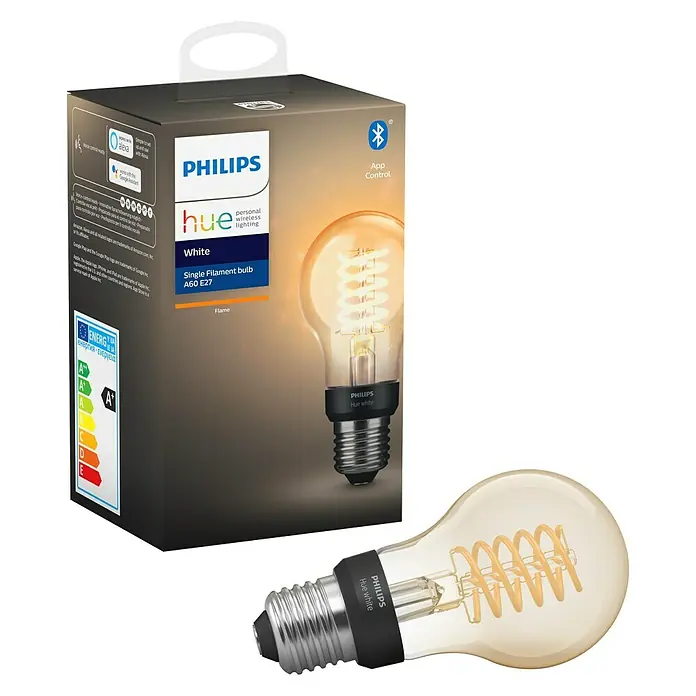 Philips Hue LED-Leuchtmittel White Filament - E27, 7 W, Warmweiß, A60, Dimmbar