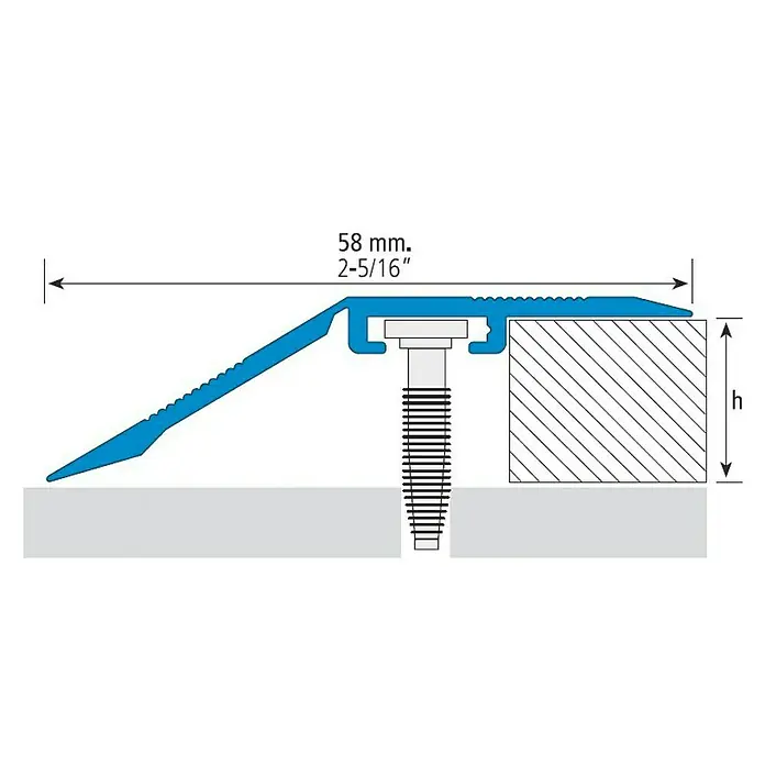 Perfil de transición Aluminio - 1 m x 58 mm x 20 mm, Aluminio, Mate