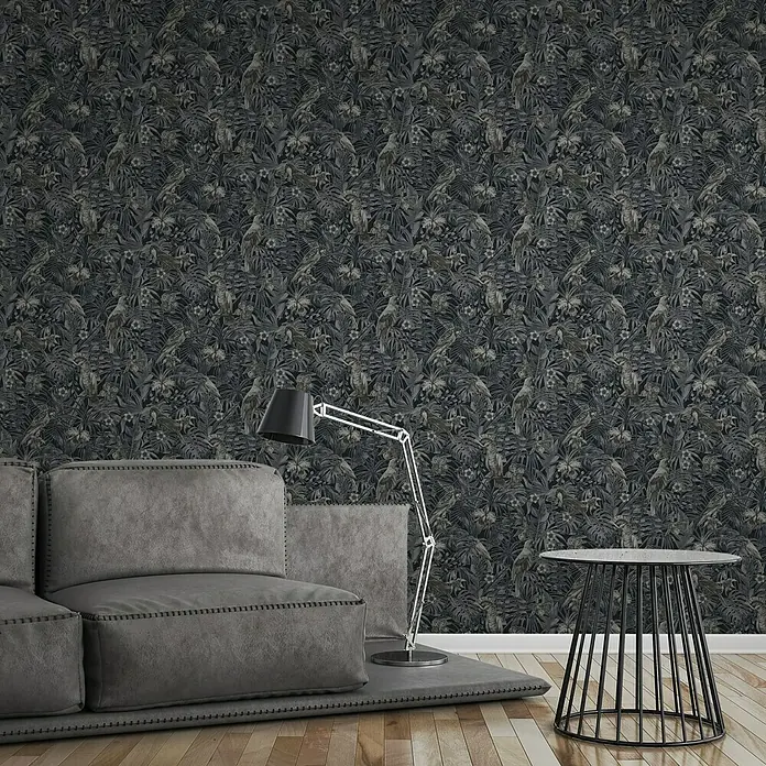 AS Creation Greenery Vliestapete Papagei - Schwarz, Tieroptik, 10,05 x 0,53 m - Stimmungsaufnahme
