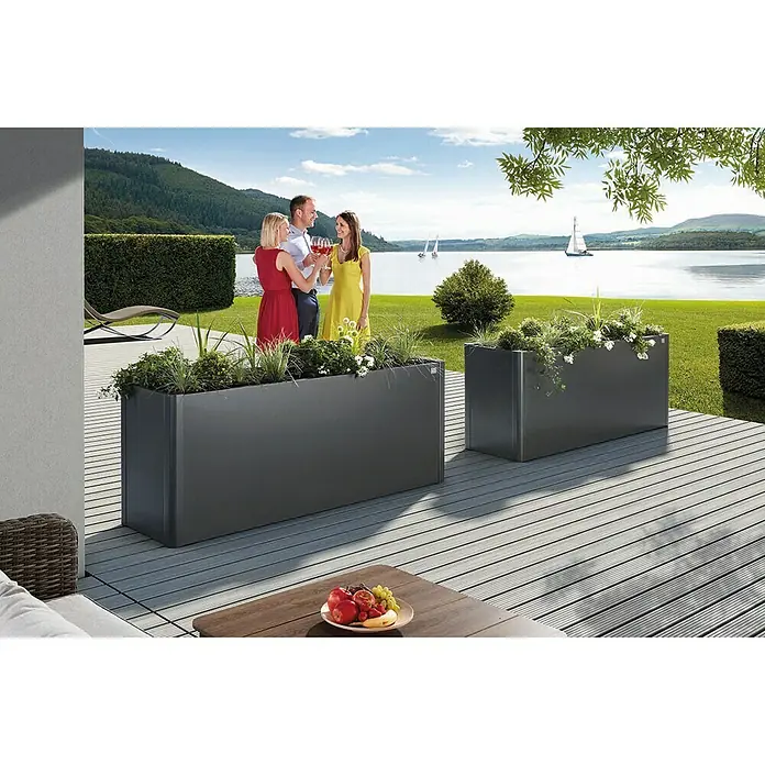 Biohort Huerto Belvedere - L x An x Al: 53 x 201 x 77 cm, Gris oscuro metalizado, Acero - Vista de perfil izquierdo