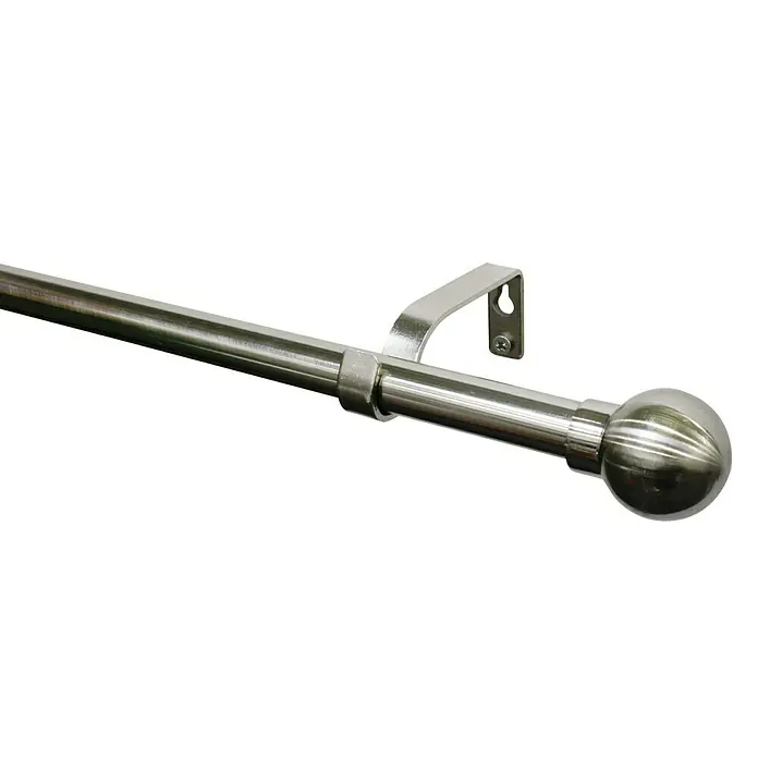 Stilgarnitur - Länge Gardinenstange: 190 cm - 340 cm, Edelstahloptik, Kugelförmig