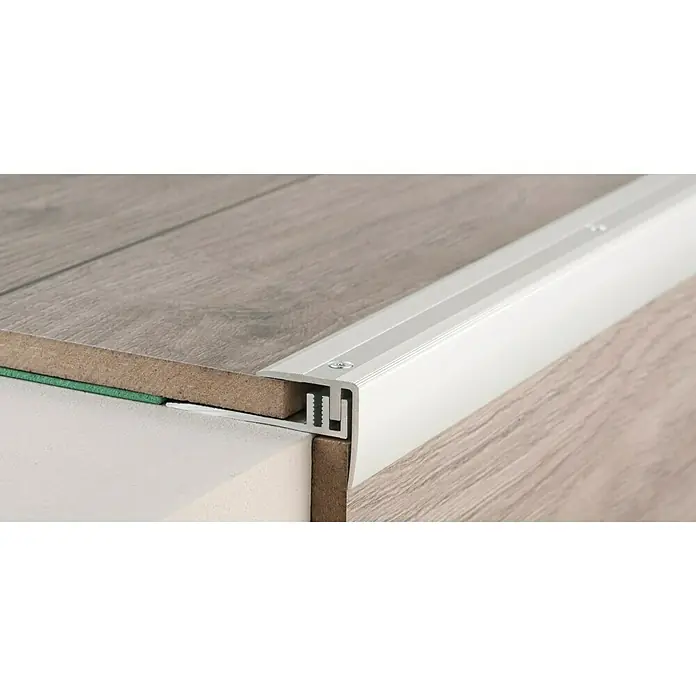 LOGOCLIC Završni profil za stepenice - Srebrne boje, 1 m x 27,7 mm x 27 mm, Vrsta montaže: Vijci - Detaljan prikaz