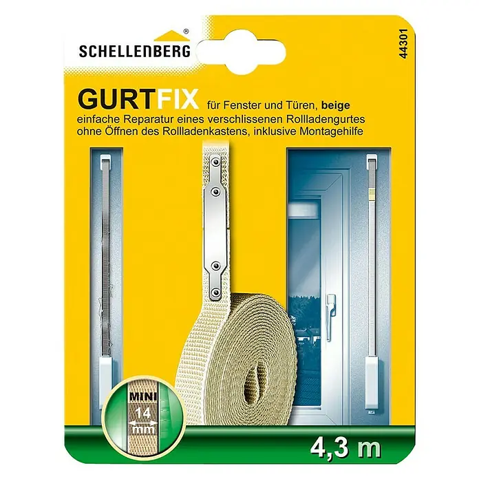 Schellenberg Gurtfix Mini - Länge: 4,3 m, Gurtbreite: 14 mm, Beige
