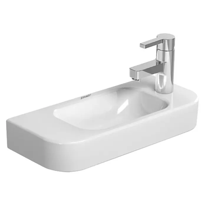 Duravit Happy D.2 Waschbecken - 50 x 22 cm, Mit schmutzabweisender Glasur, Hahnloch: Rechts, Ohne Überlauf, Weiß - Vorderansicht