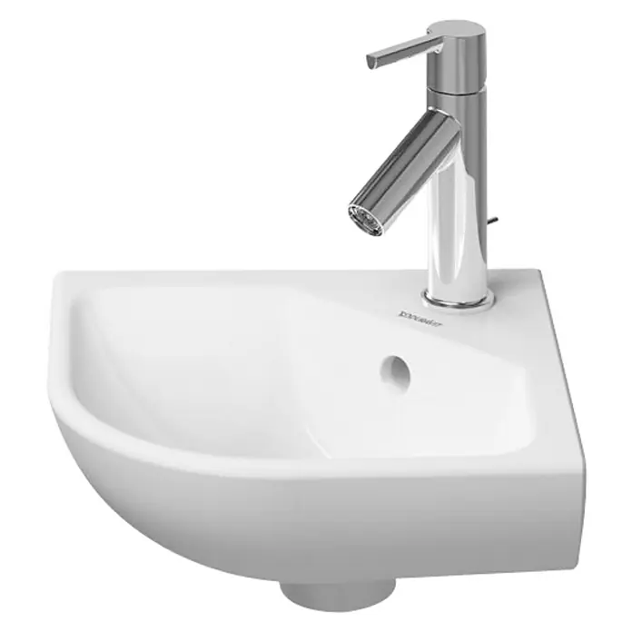 Duravit ME by Starck Waschbecken - 43,5 x 38 cm, Ohne Spezialglasur, Hahnloch: Mitte, Mit Überlauf, Weiß - Vorderansicht