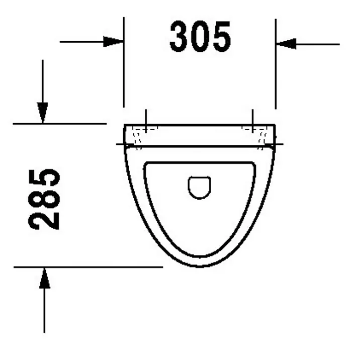 Duravit Urinal Fizz - Unbeschichtet, Zulauf: Hinten, Absaugspülung, Farbe: Weiß, Mit Zielobjekt, Geeignet für: Montage ohne Deckel - Skizze