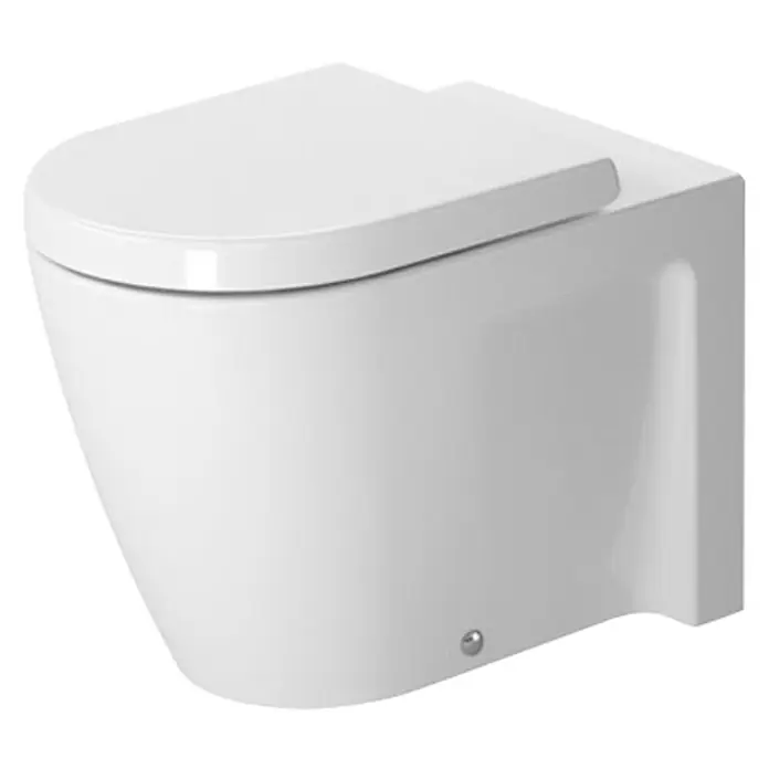 Duravit Starck 2 Stand-WC - Mit Spülrand, Mit schmutzabweisender Glasur, Spülform: Tief, WC Abgang: Senkrecht, Weiß - Vorderansicht