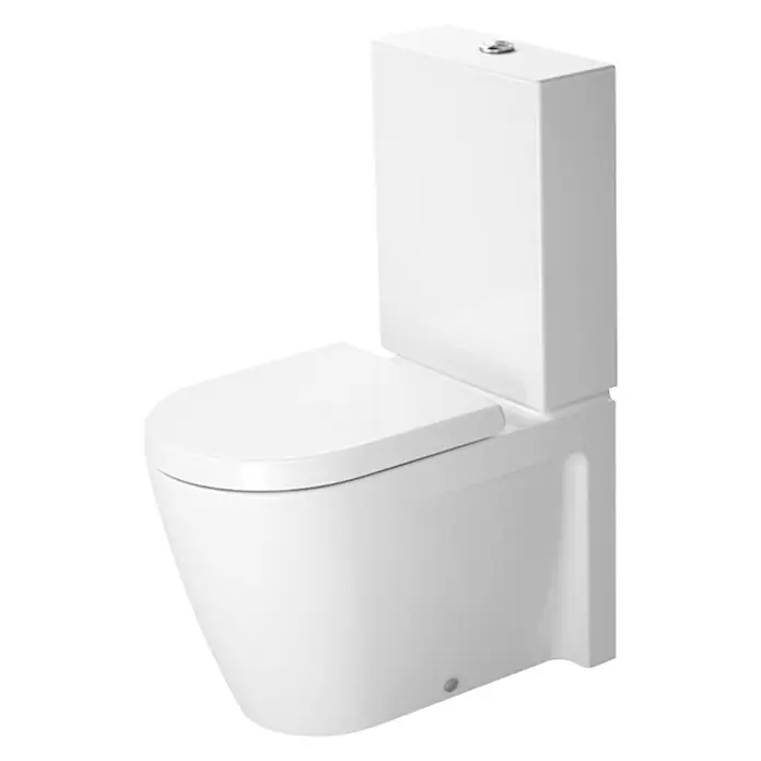 Duravit Starck 2 Stand-WC-Kombination Typ 1 - Mit Spülrand, Ohne Spezialglasur, Spülform: Tief, WC Abgang: Waagerecht, Weiß - Vorderansicht