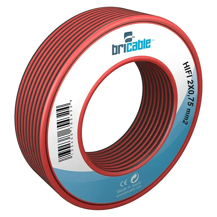 Bricable Cable de altavoz HIFI 1,5 - 10 m, 1,5 mm², Negro/Rojo