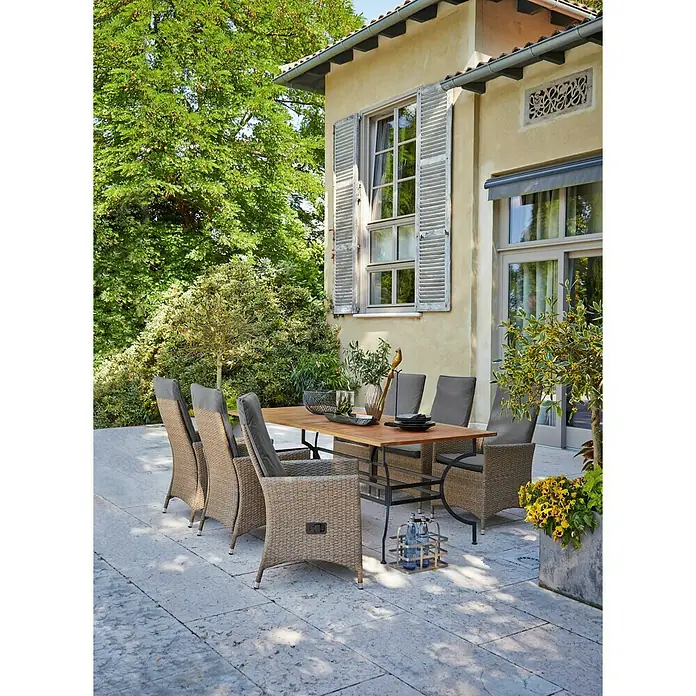 Sunfun Moni Vrtni stol - D x Š: 220 x 100 cm, Drvo, Natur, Crne boje