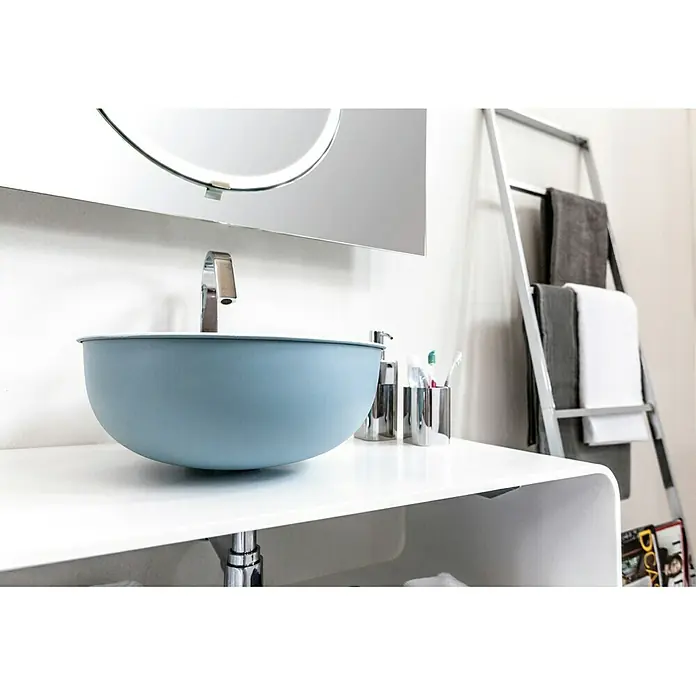 Cipì Lavabo redondo Open - Diámetro: 39 cm, Azul cielo/Blanco