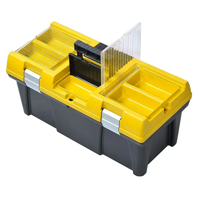 Alutec Werkzeugkoffer Profi 20 - L x B x H: 52,5 x 25,6 x 24,6 cm, Kunststoff, Gelb/Schwarz