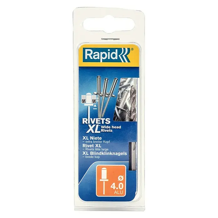 Rapid Blindniete XL - Nietlänge: 10 mm, Nietdurchmesser: 4 mm, 50 Stk. - Vorderansicht