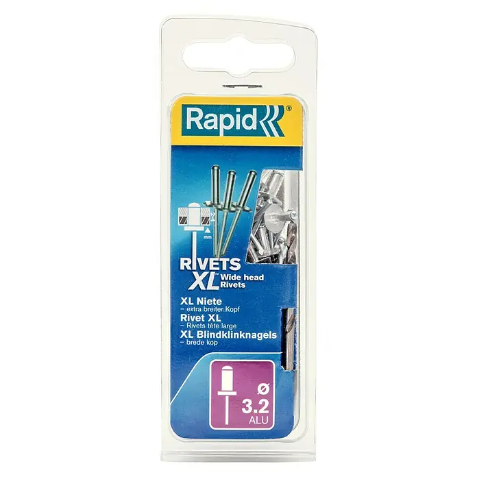 Rapid Remache XL - Longitud de remache: 8 mm, Diámetro de remache: 3,2 mm, 50 ud. - Vista frontal