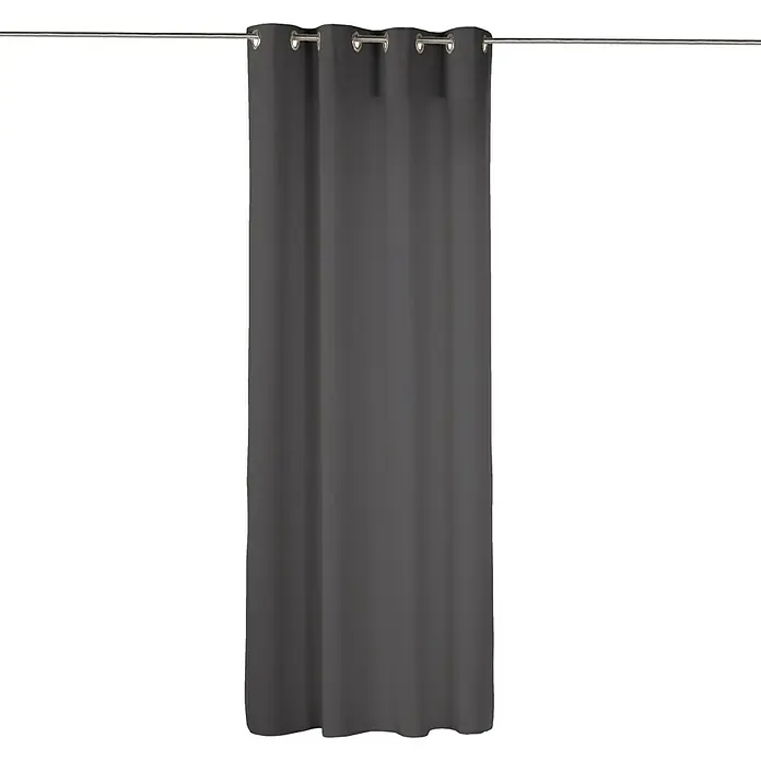 Cortina con ollaos Velvet - 140 x 270 cm, 100% poliéster, Gris