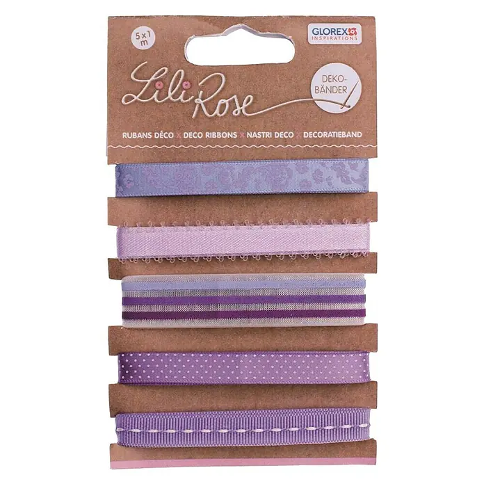 Glorex Bastelband Deko-Bänder - Lila-Mix, 100 cm - Vorderansicht