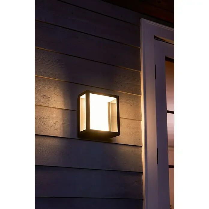 Philips Hue Aplique exterior LED Impress cuadrada - 8 W, 11,7 x 19 x 24 cm, Negro, IP44