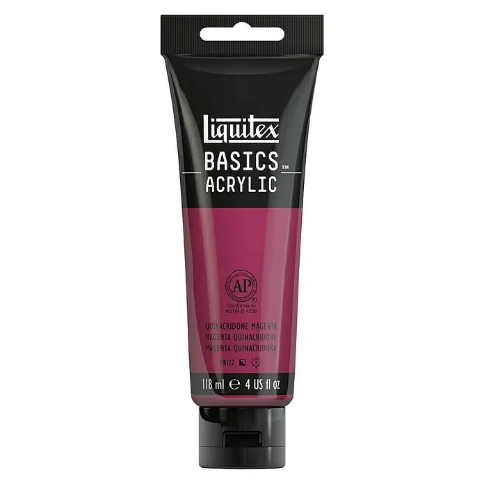 Liquitex Basics Akrilna boja - Boja: Kvinakridon-purpurnocrvena, 118 ml, Tuba - Pogled sprijeda