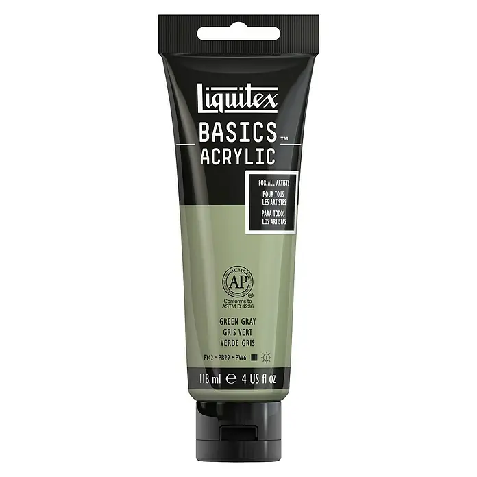 Liquitex Basics Akrilna boja - Boja: Sivo-zelena, 118 ml, Tuba - Pogled sprijeda