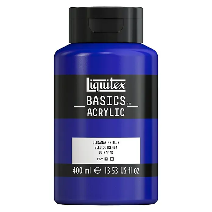 Liquitex Basics Akrilna boja - Boja: Ultramarin plave boje, 400 ml, Boca - Pogled sprijeda