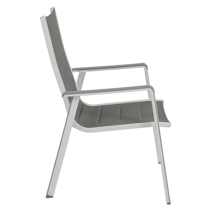 MWH Silla de jardín Futosa - Gris, Blanco, Textilene, Ancho: 64,5 cm