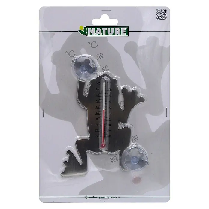 Nature Buitenthermometer met zuignappen Kikker - Hoogte: 27 cm, Roestvrij staal - Close-up