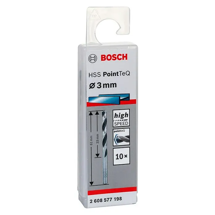 Bosch Professional Broca para metal PointTeQ - Diámetro: 3 mm, 10 ud. - Vista frontal