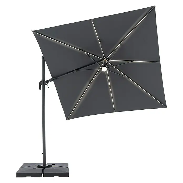 Derby Ravenna LED-Sonnenschirm AX - Anthrazit, L x B: 246 x 246 cm - Vorderansicht
