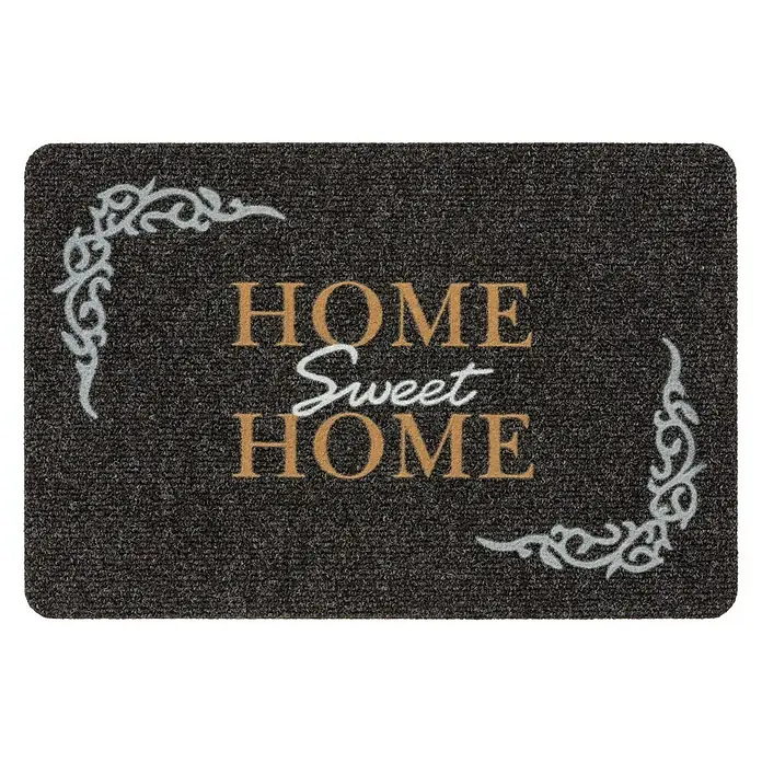Astra Türmatte Flocky Color - Home Sweet Home, Grau/Bedruckt, 40 x 60 cm, 100 % Polypropylen - Ansicht von oben
