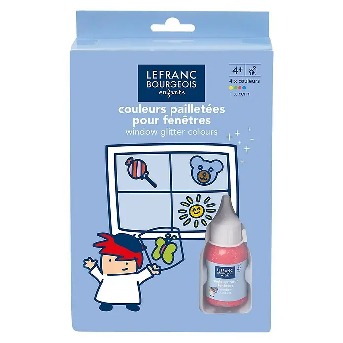 Lefranc & Bourgeois Fenstermalfarben-Set Glitter - 5 -tlg. - Vorderansicht
