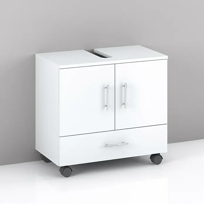 Riva Waschtischunterschrank System - 62,2 x 35,6 x 57,5 cm, Weiß, Matt - Vorderansicht