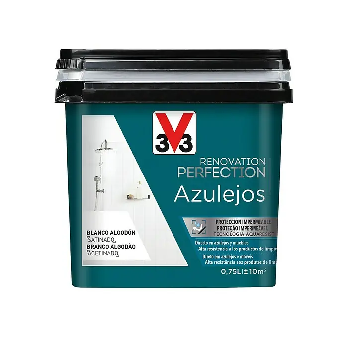 V33 Esmalte para azulejos Renovation Perfection - Blanco algodón, 750 ml, Satinado