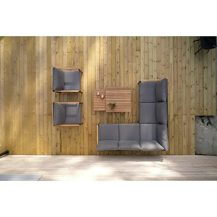 SENSUM Conjunto de muebles Bergby - 3 piezas, Aluminio/Eucalipto, Antracita/Roble claro