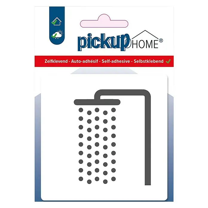 Pickup Etiqueta adhesiva - L x An: 9 x 9 cm, Ducha, Blanco