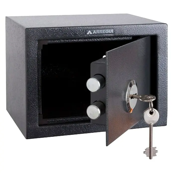 Arregui Caja fuerte T-17K - L x An x Al: 17 x 23 x 17 cm, Tipo de cerradura: Cerradura de seguridad con doble paletón