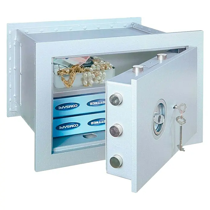 Rottner Wandtresor Stone - Elektronisches Zahlenschloss, L x B x H: 38,5 x 49 x 33 cm, Weiß