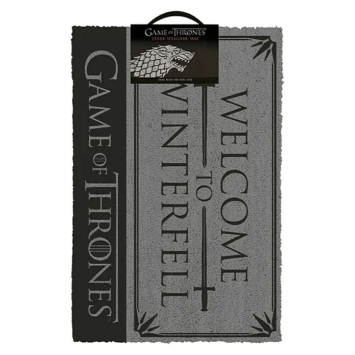 Felpudo de coco Welcome to Winterfell - Negro/Gris, 60 x 40 cm, 100 % coco