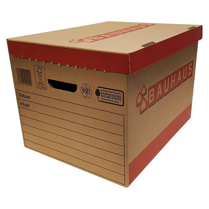 BAUHAUS Caja para archivadores - 2 ud., L x An x Al: 397 x 320 x 288 mm, Cartón corrugado - Vista de perfil izquierdo
